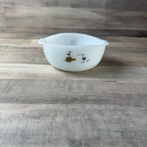 Vtg FIRE KING Anchor Hocking BC Caveman Dinosaur Johnny Hart Grog Cereal Bowl - Picture 1 of 4